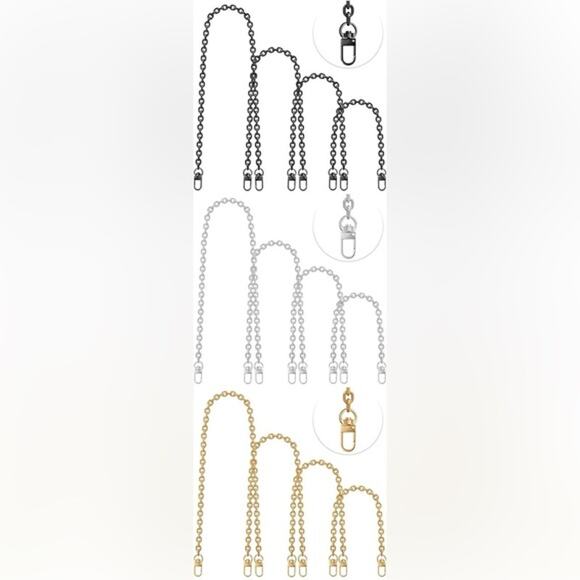 4-Piece Chain Strap Set for Handbags – Multi-Length Replacement Straps - Picture 1 of 6